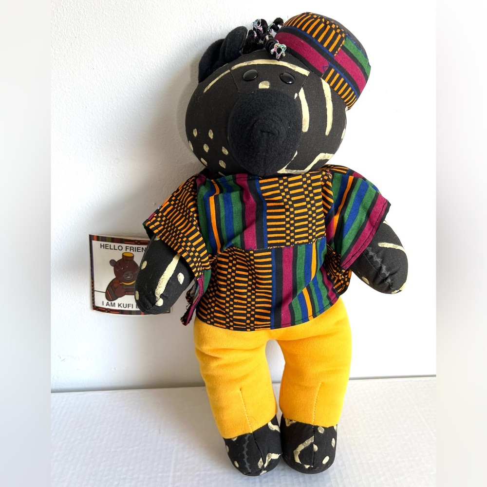Avon Kente Cloth African Kufi Bear Vintage 1994